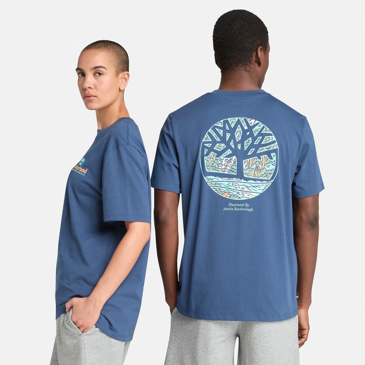 TIMBERLAND Unisex Illustrated Tree Tee Dark Denim - Image 2
