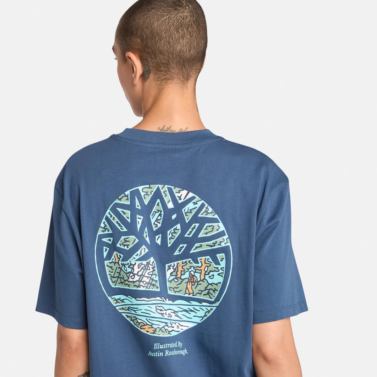 TIMBERLAND Unisex Illustrated Tree Tee Dark Denim - Image 4