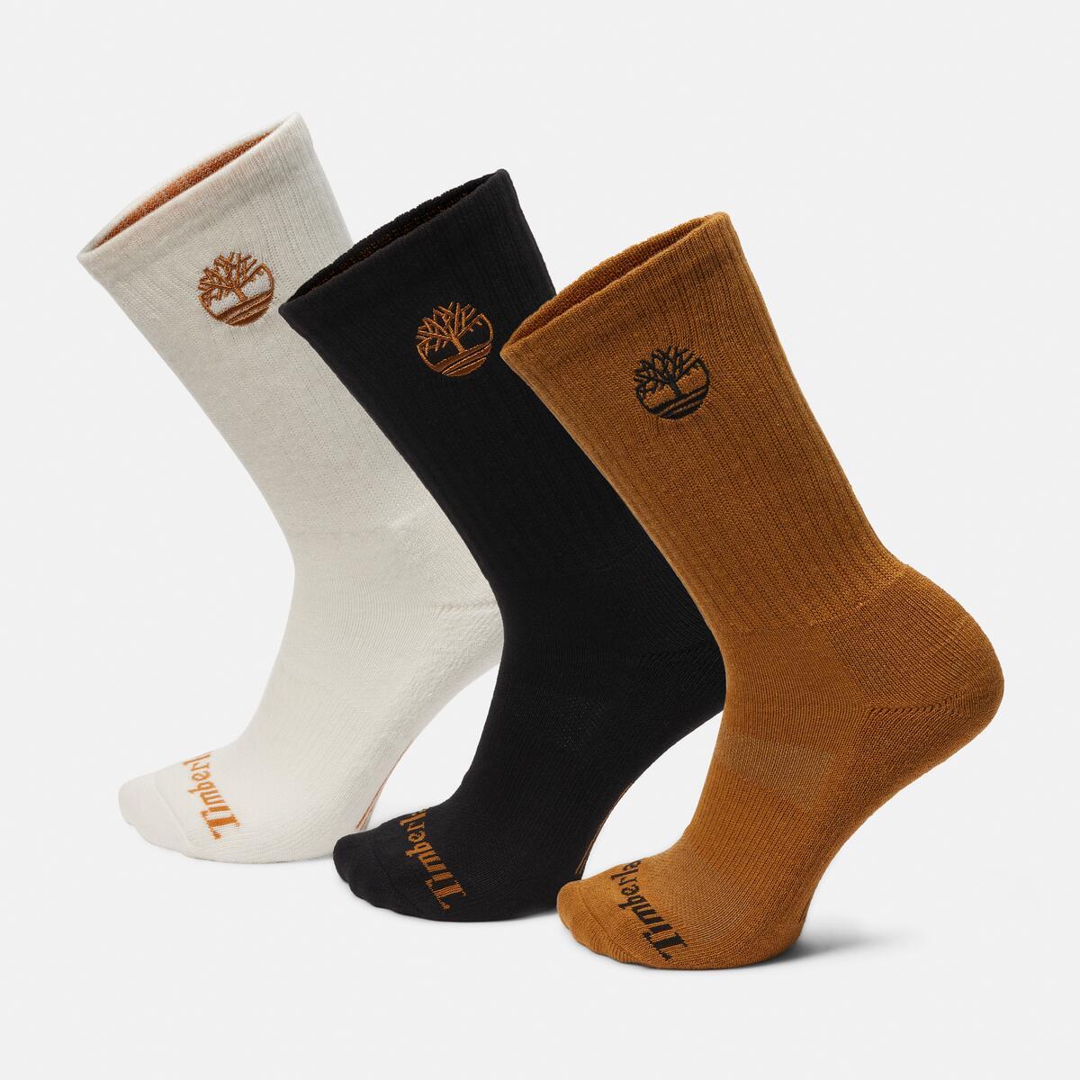 TIMBERLAND Unisex Crew Socks - 3 Pack Wheat - Image 1