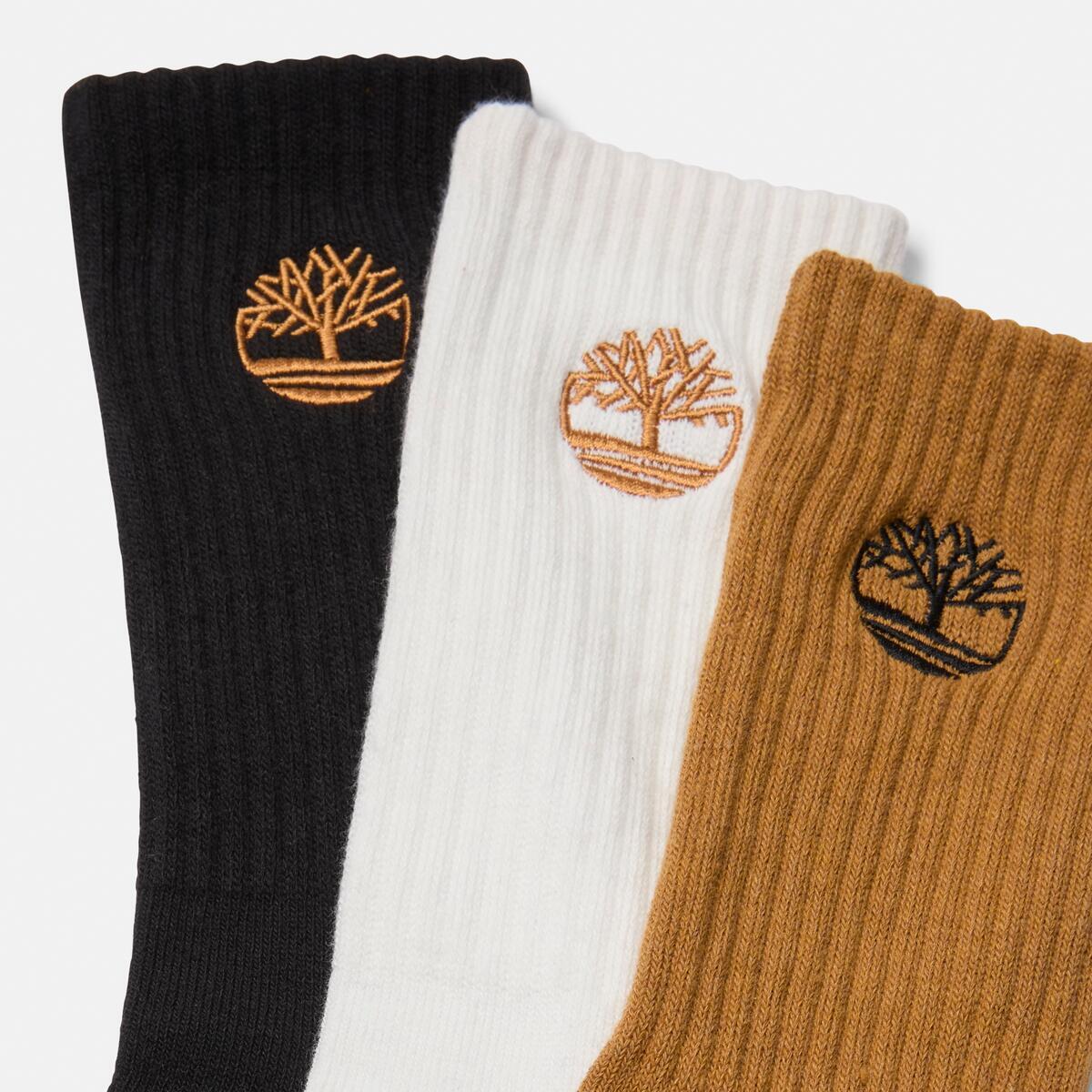 TIMBERLAND Unisex Crew Socks - 3 Pack Wheat - Image 2