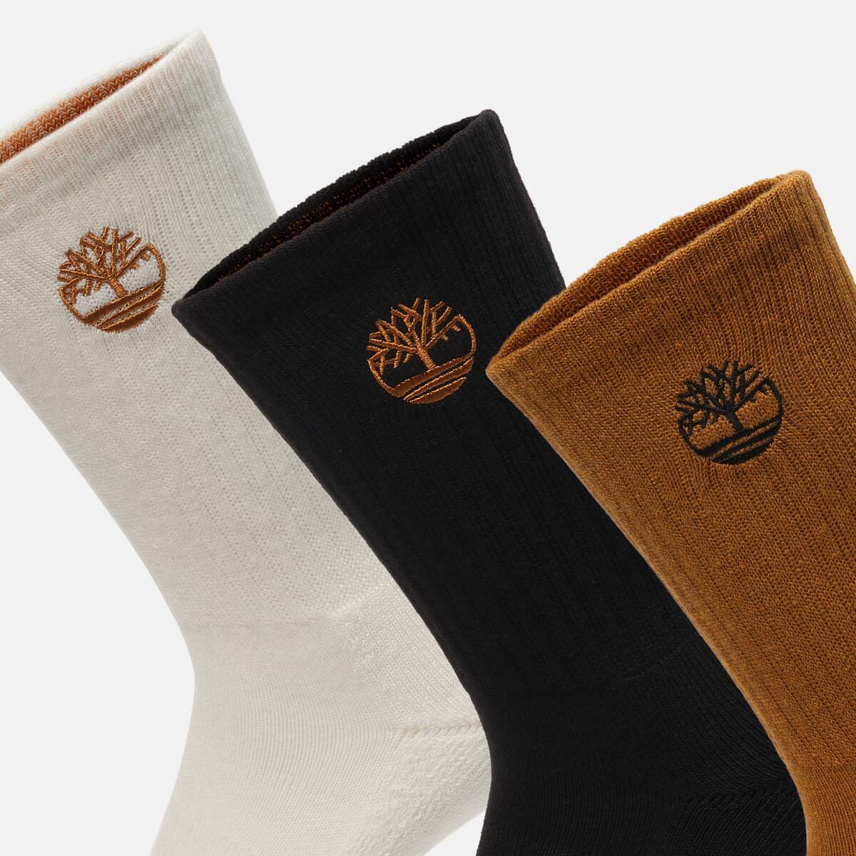 TIMBERLAND Unisex Crew Socks - 3 Pack Wheat - Image 3