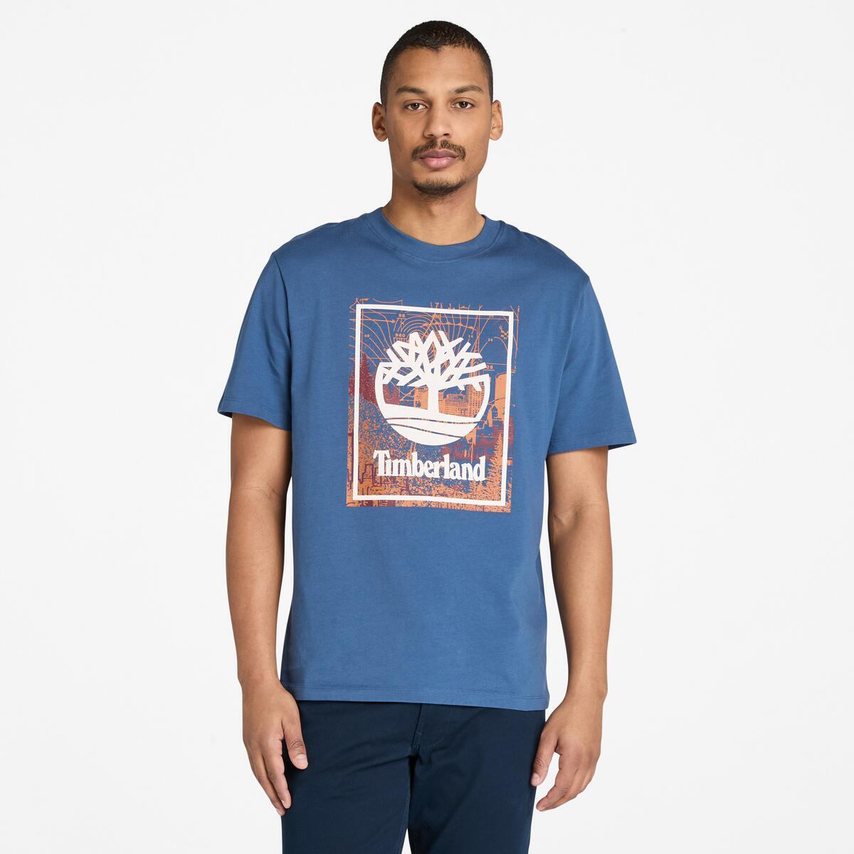 TIMBERLAND Unisex Stack Logo Tee Oceana - Image 1