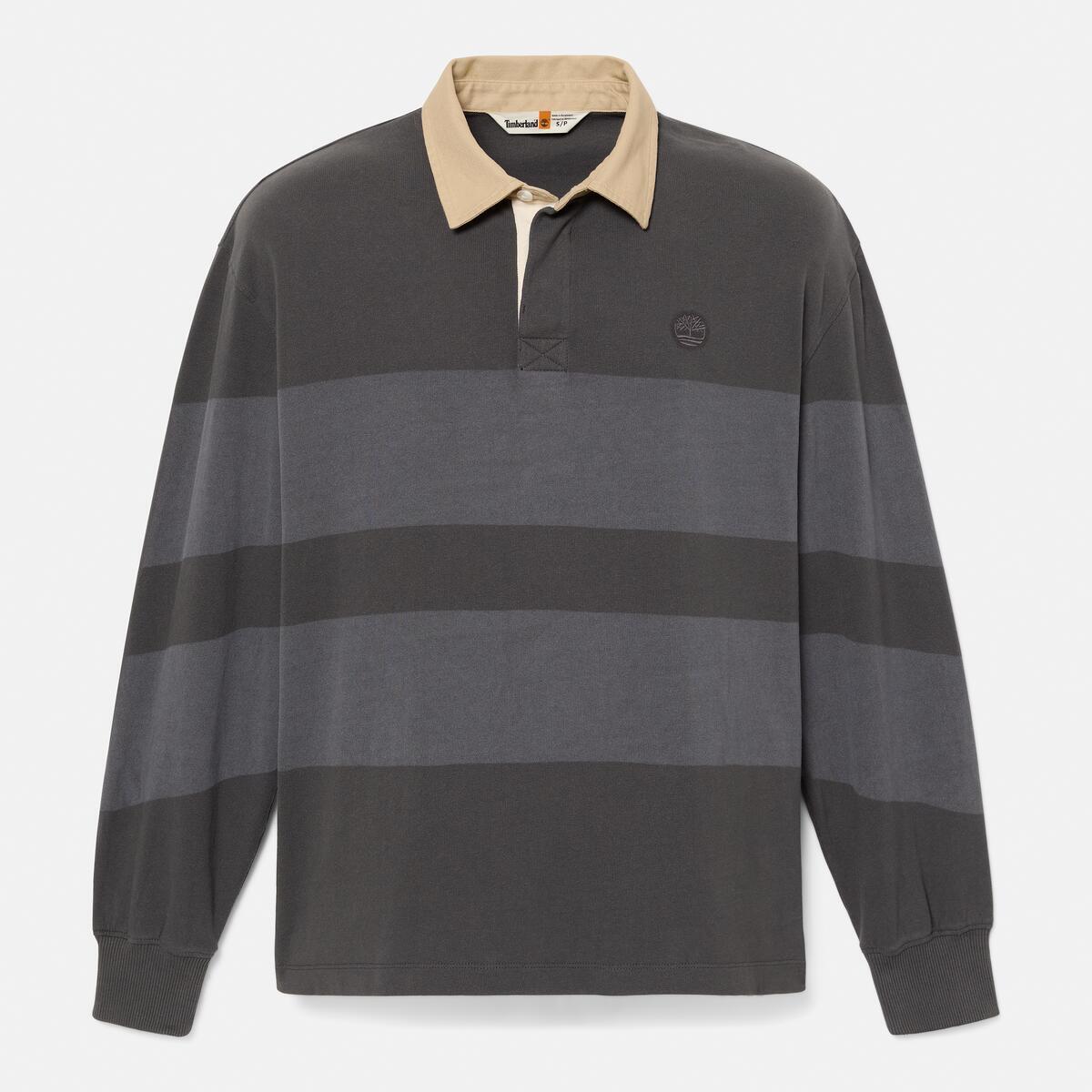 TIMBERLAND Unisex Striped Rugby Polo Blackened Pearl - Image 5