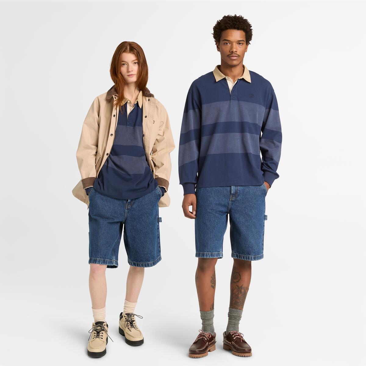 TIMBERLAND Unisex Striped Rugby Polo Peacoat - Image 2