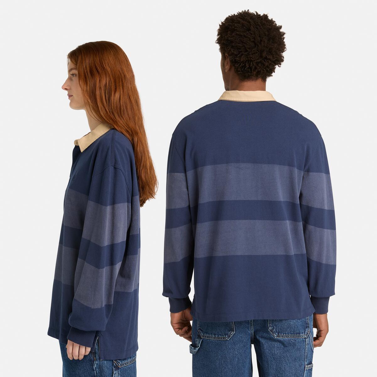 TIMBERLAND Unisex Striped Rugby Polo Peacoat - Image 3