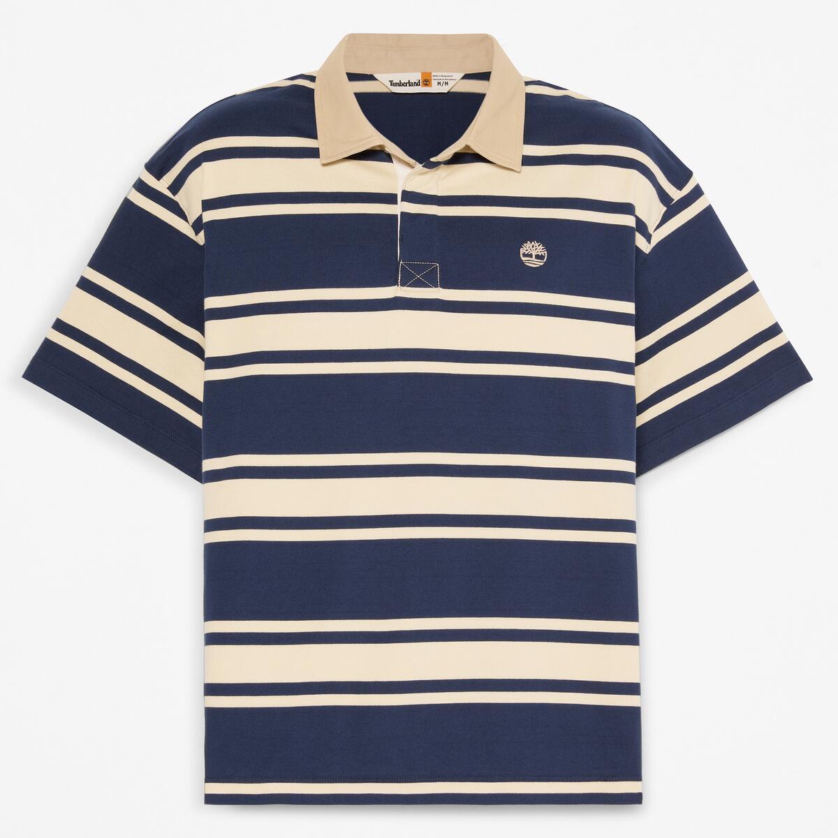 TIMBERLAND Unisex Striped Rugby Polo Peacoat Putty - Image 5