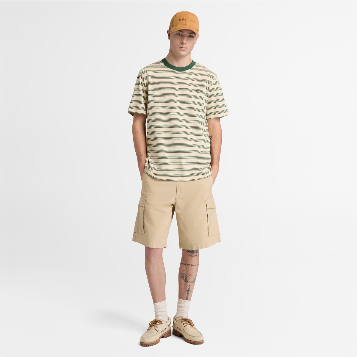 TIMBERLAND Unisex Striped Tee Putty/Pineneedle - Image 3