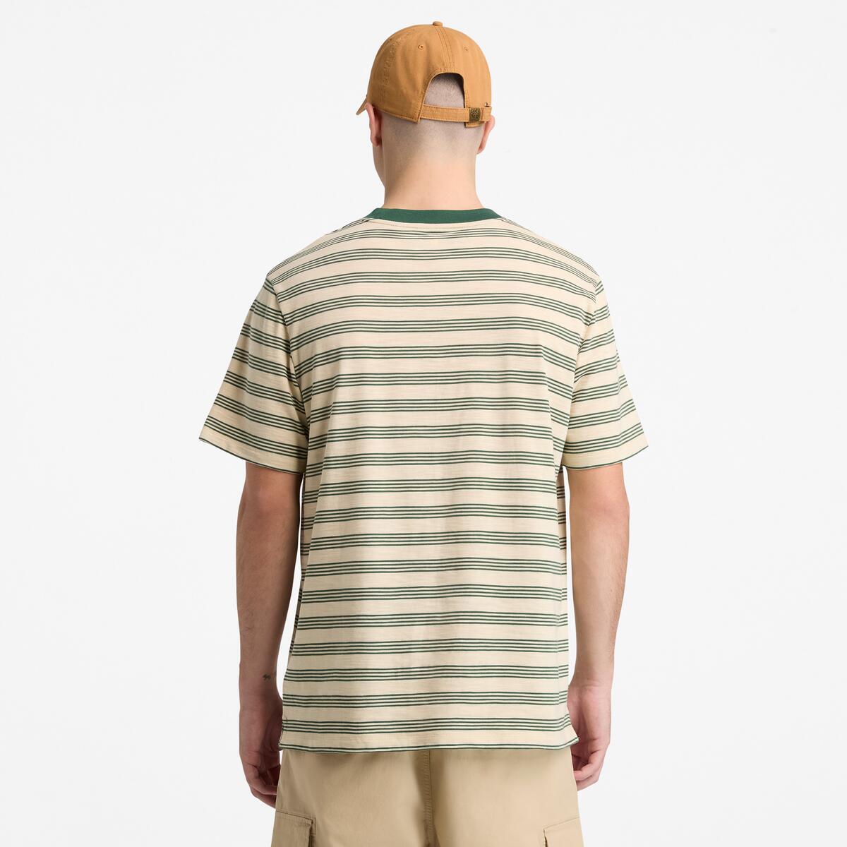 TIMBERLAND Unisex Striped Tee Putty/Pineneedle - Image 5