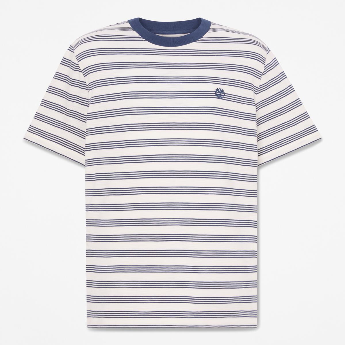 TIMBERLAND Unisex Striped Tee Vintage White/Oceana - Image 1