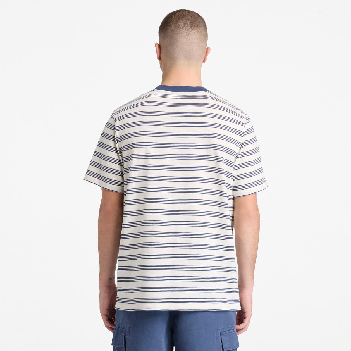TIMBERLAND Unisex Striped Tee Vintage White/Oceana - Image 3