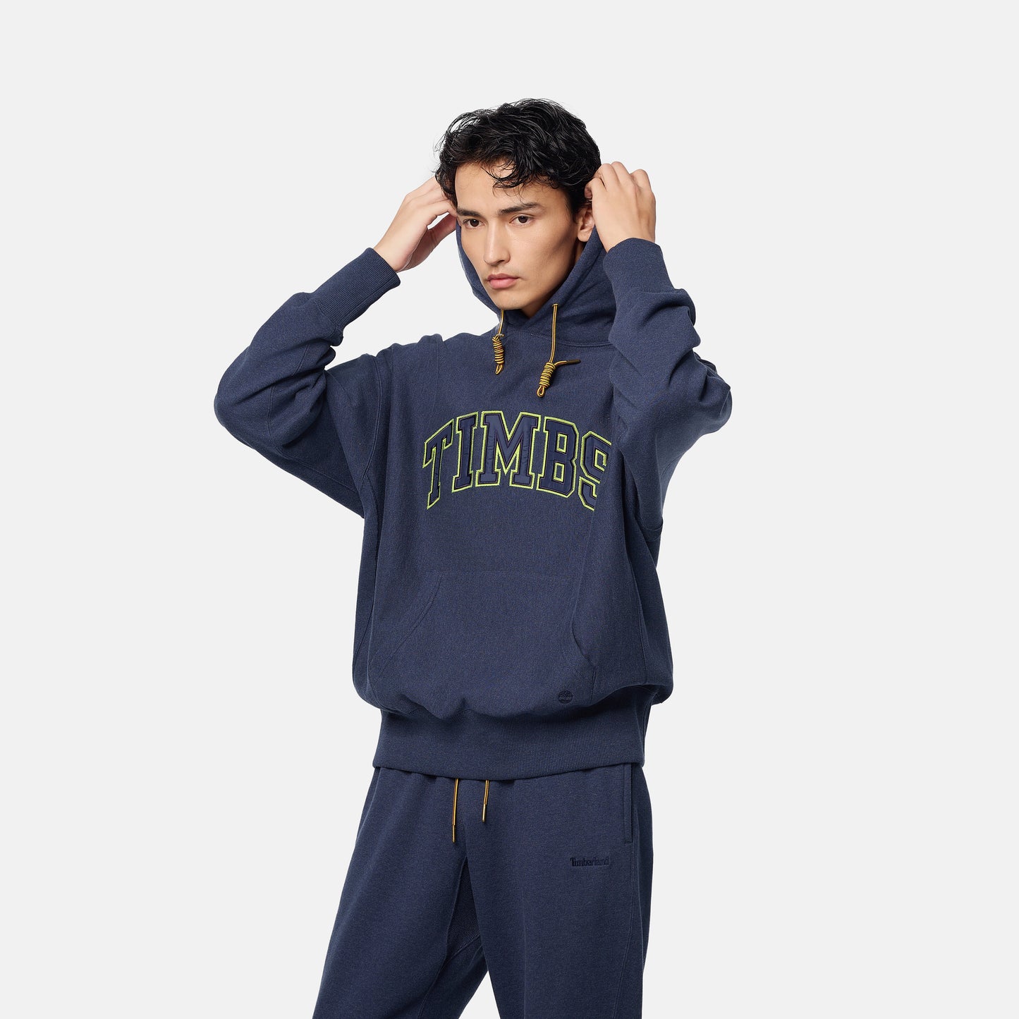 TIMBERLAND Unisex Tokyo Design Collective Sweat Hoodie Patriot Blue Heather - Image 3