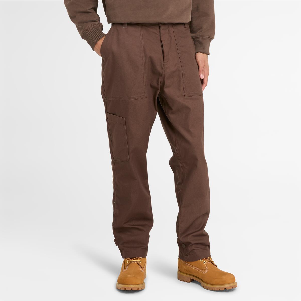 TIMBERLAND Unisex Wide Leg Cargo Pant Chocolate Brown - Image 3