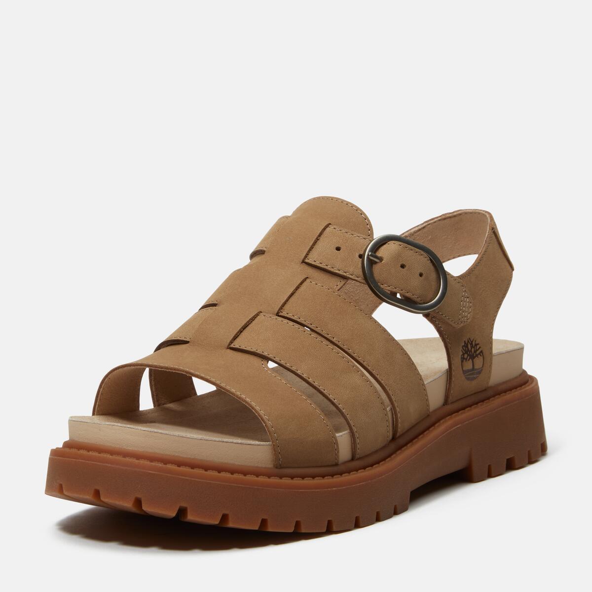 TIMBERLAND Women's Clairemont Way Sandal Medium Beige Nubuck - Image 9