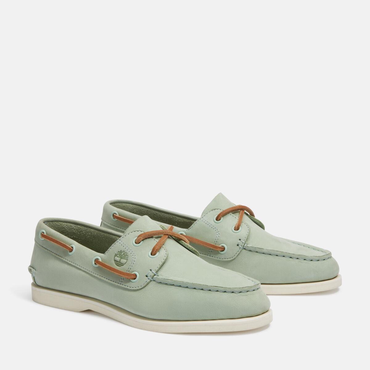 TIMBERLAND Women's Classic 2-Eye Boat Shoe Light Green Nubuck - Image 2