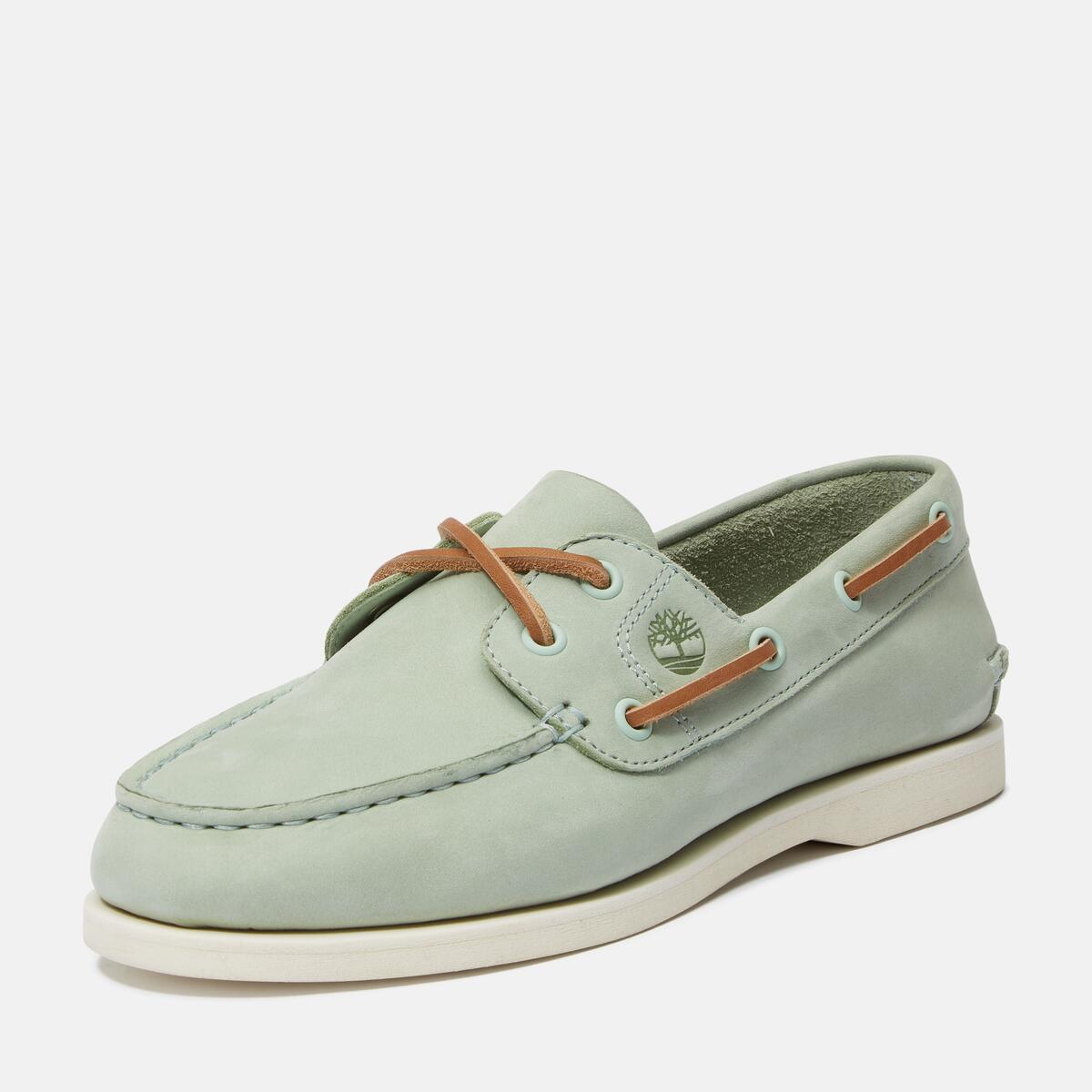 TIMBERLAND Women's Classic 2-Eye Boat Shoe Light Green Nubuck - Image 9