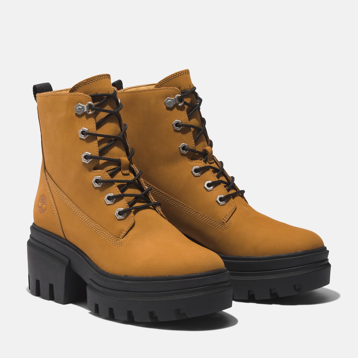 TIMBERLAND Women's Everleigh 6-inch Lace Up Boot Wheat Nubuck - Image 4