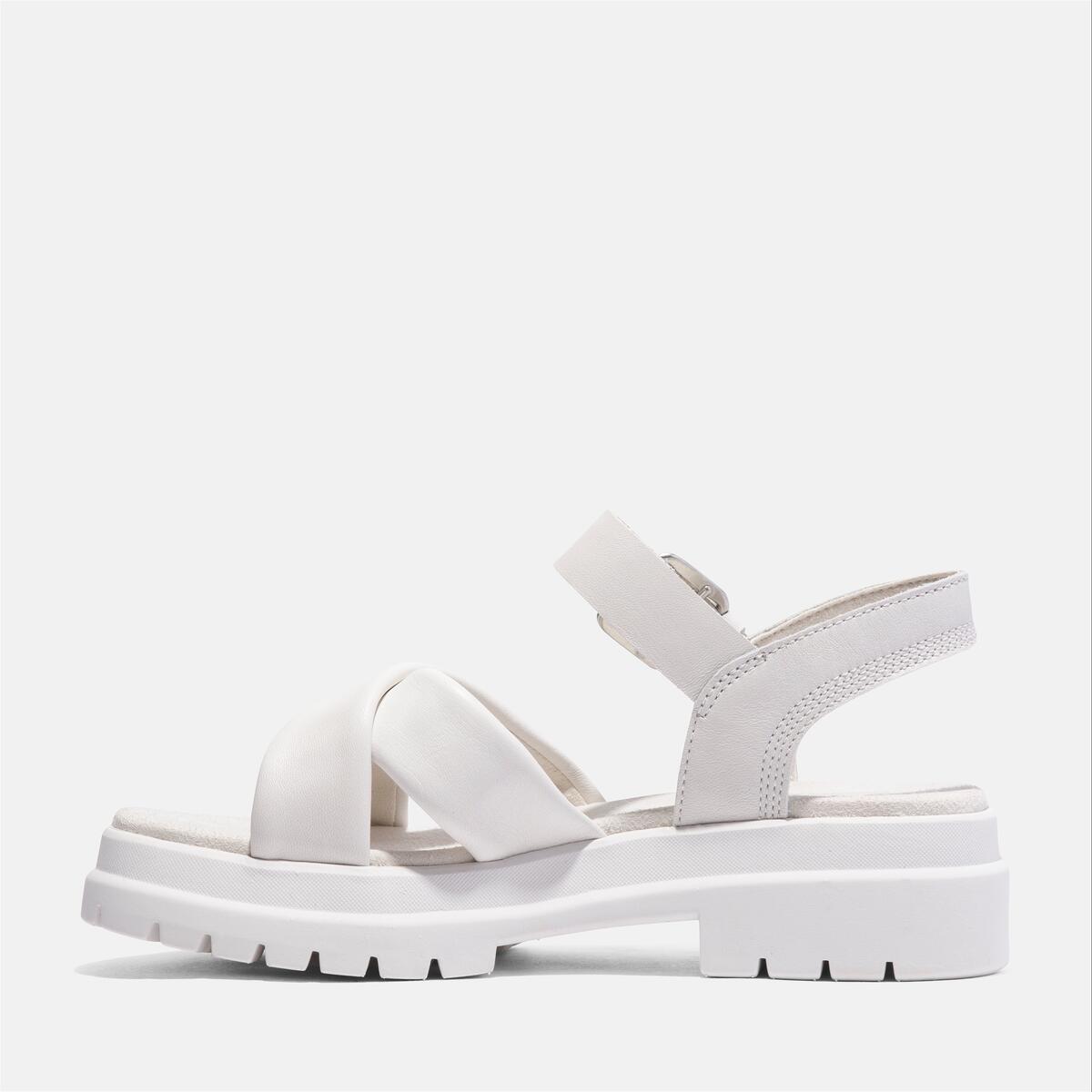 TIMBERLAND Women's London Vibe Cross Strap Sandal White Full Grain - Image 6