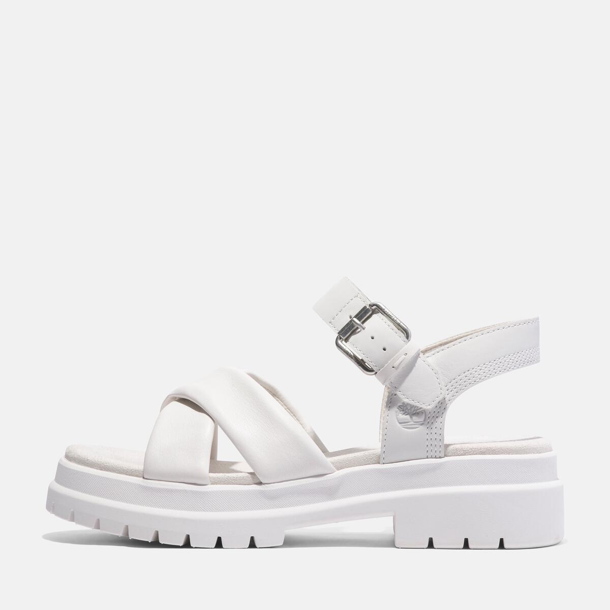 TIMBERLAND Women's London Vibe Cross Strap Sandal White Full Grain - Image 8