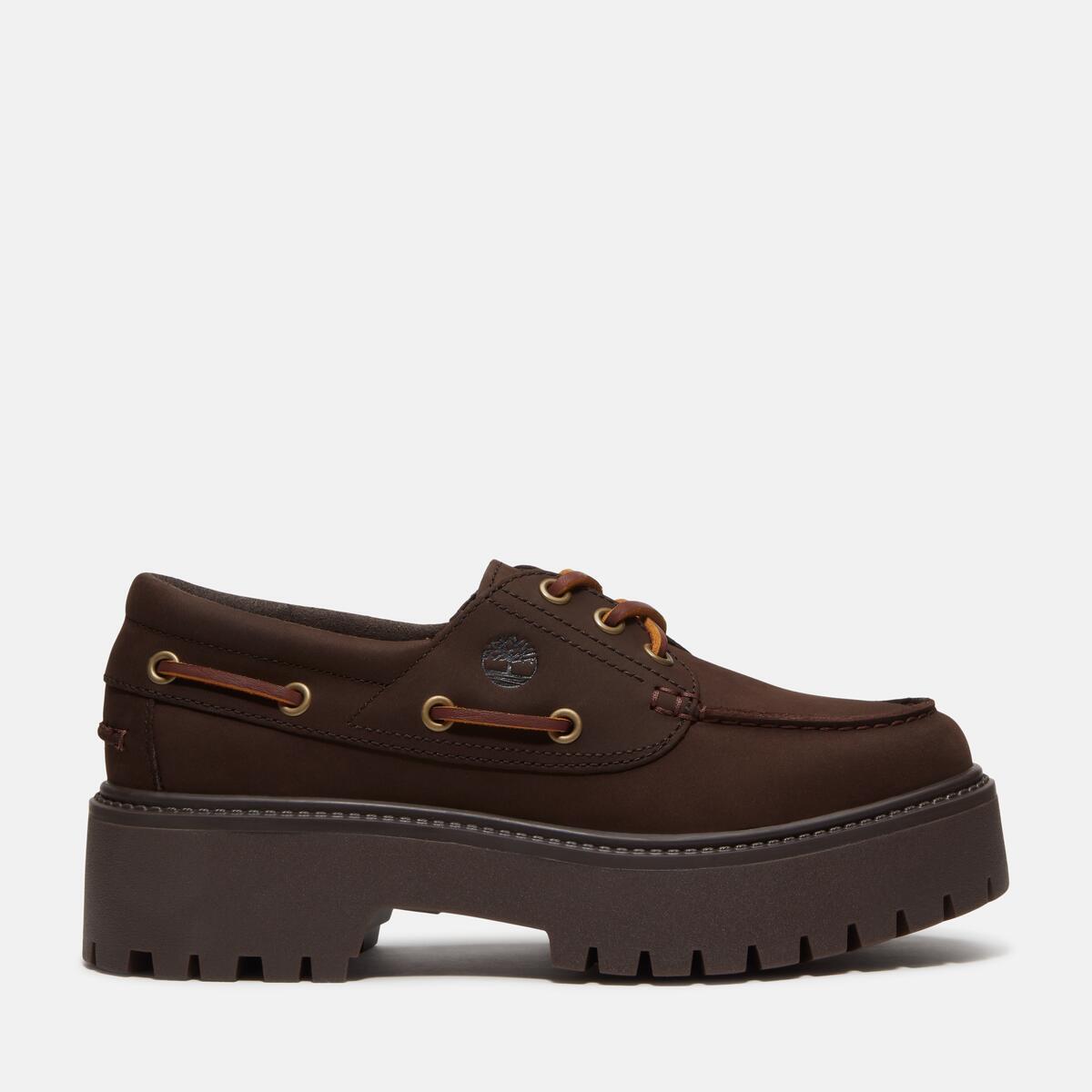 TIMBERLAND Women's Stone Street 3-Eye Lug Dark Brown Nubuck - Image 1
