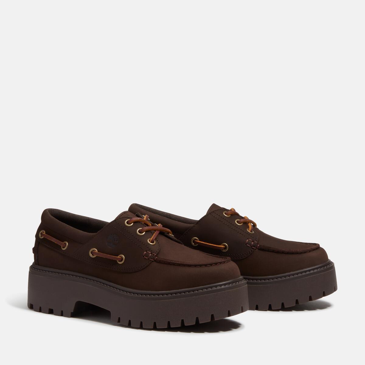 TIMBERLAND Women's Stone Street 3-Eye Lug Dark Brown Nubuck - Image 2