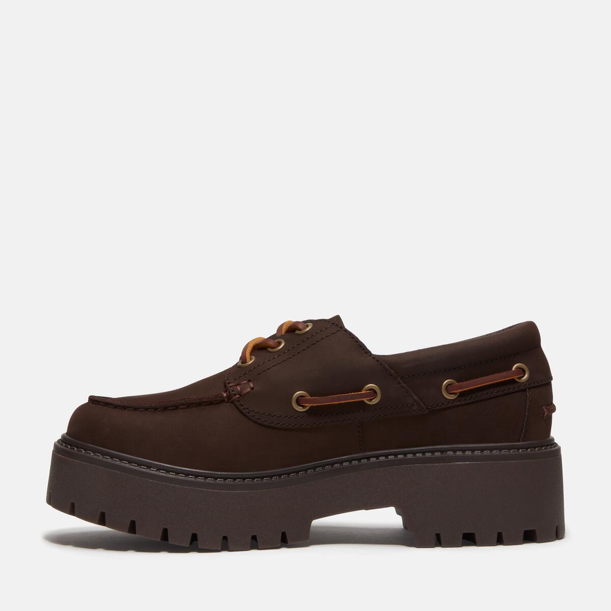 TIMBERLAND Women's Stone Street 3-Eye Lug Dark Brown Nubuck - Image 6