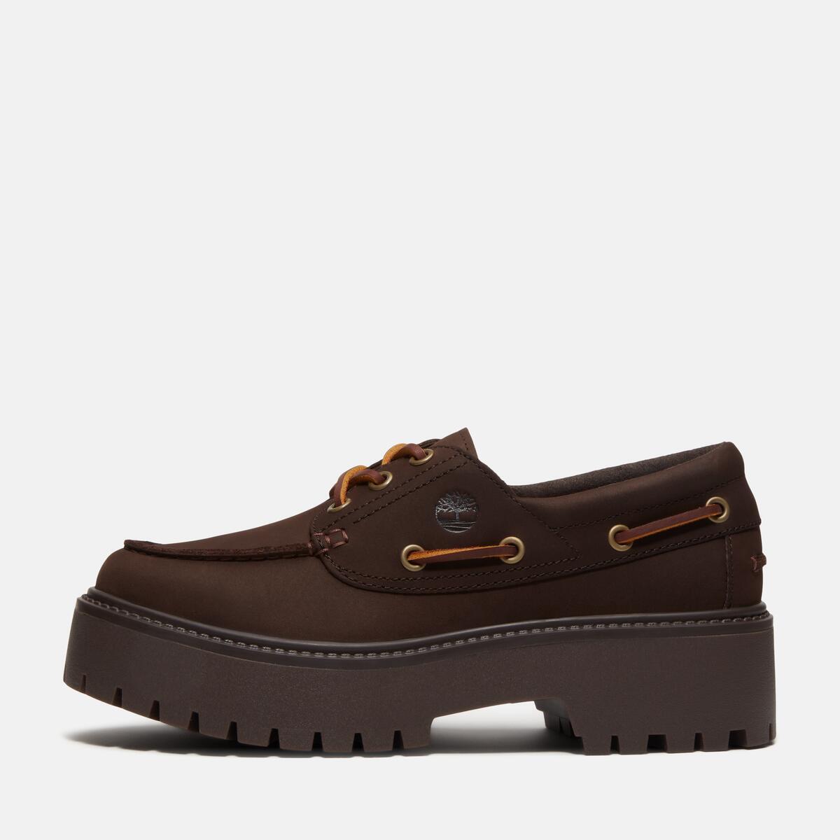 TIMBERLAND Women's Stone Street 3-Eye Lug Dark Brown Nubuck - Image 8