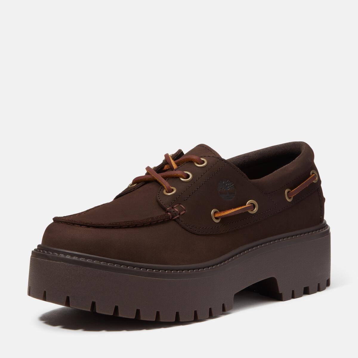 TIMBERLAND Women's Stone Street 3-Eye Lug Dark Brown Nubuck - Image 9