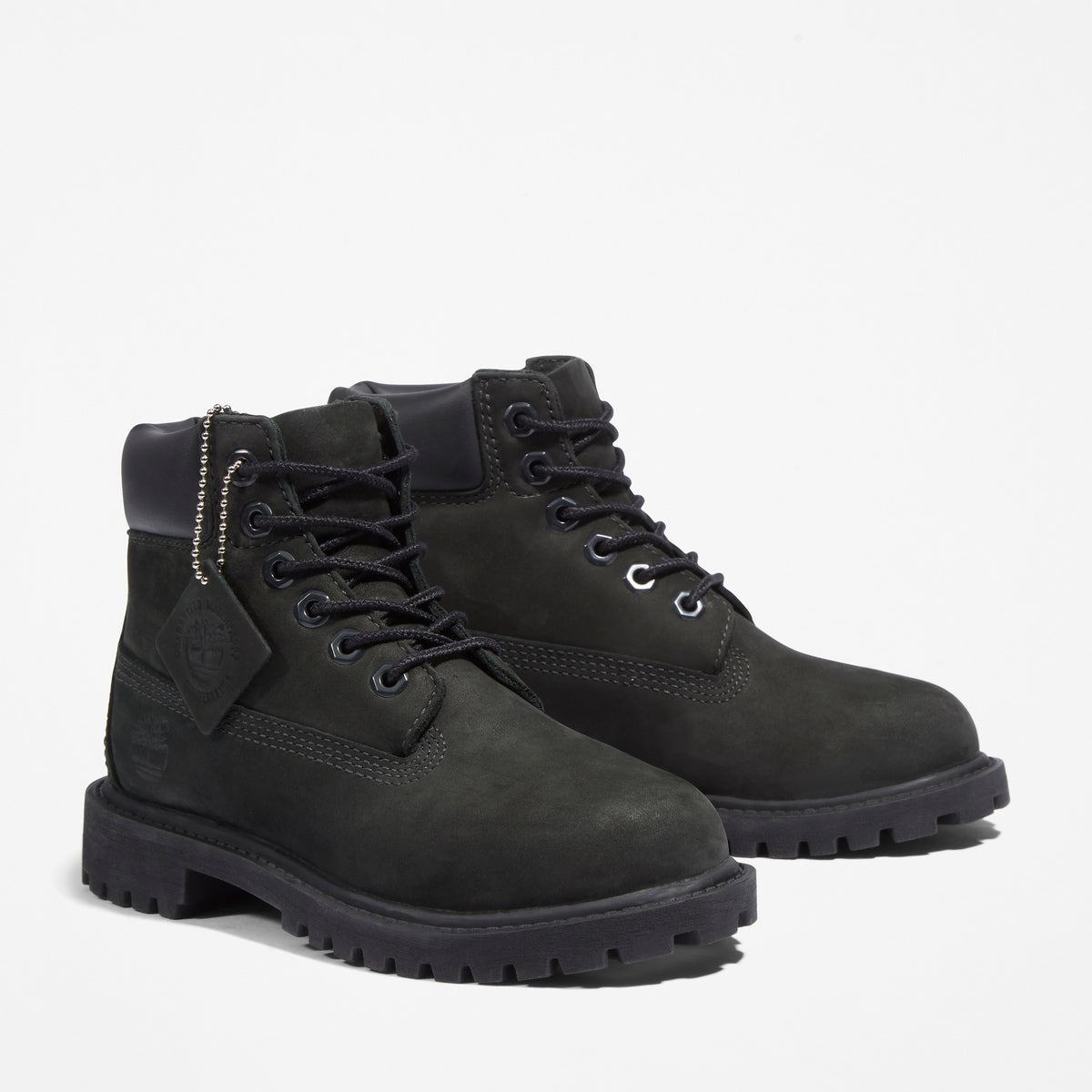 TIMBERLAND Youths 6-Inch Premium Waterproof Boot Black Nubuck - Image 8