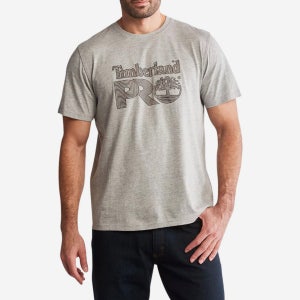 Timberland Cotton Core Texture Logo Graphic Tee Grey Marle